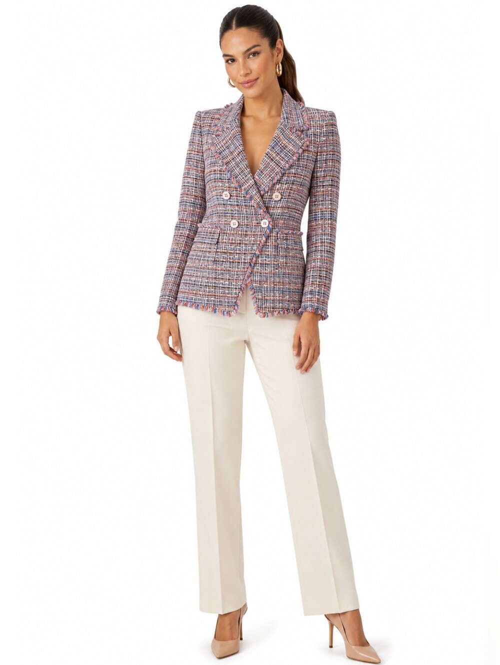 Veronica Beard Theron Tweed Blazer Jacket Size 6 Multi Double Breasted NWT $650 - Picture 3 of 16
